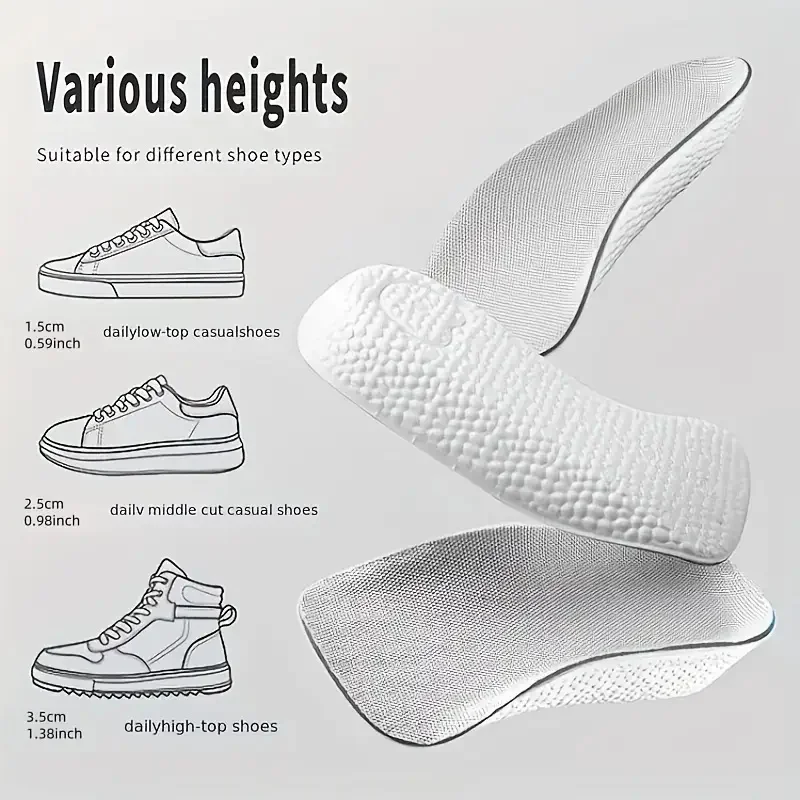 Arch Support Height Increase Insoles Half Pads Orthopedic Breathable Memory Foam 7 Points Lifts Shoe Pads Flat Feet Support