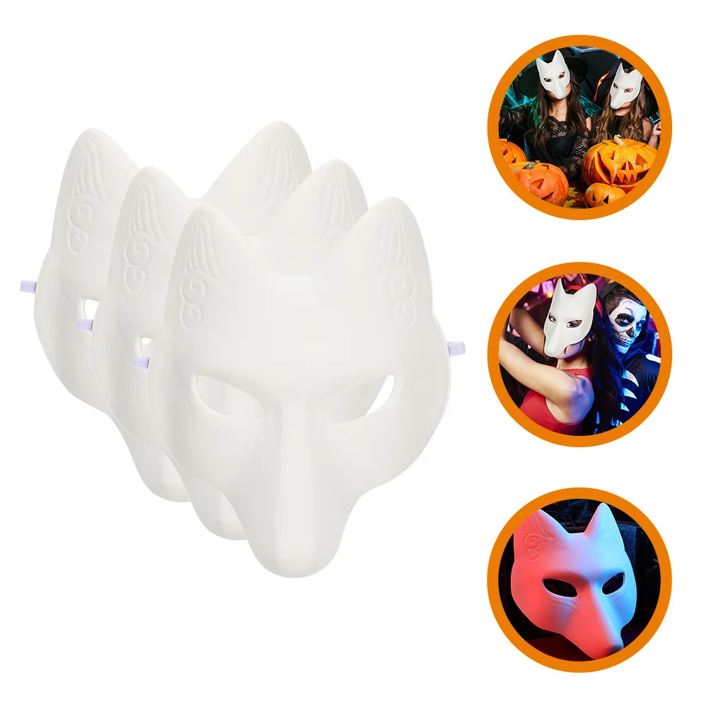 

3 Pcs Facial Mask Halloween Fox White Paper Blank Unpainted Cosplay Masquerade Party Costume Accessories Masks DIY Hand Miss