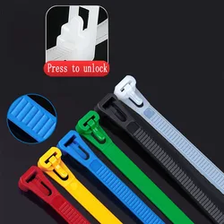 Detachable Reusable Nylon Ties Loosenable Adjustable Buckle Colored Plastic Cable Zip Ties