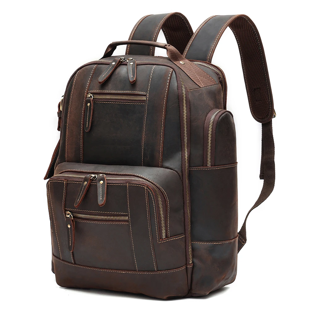 Jogujos Vintage Echt leder Herren Rucksack 15.6 "Laptop taschen Mode große Kapazität Geschäfts reise Wandern Schulter Tages rucksäcke