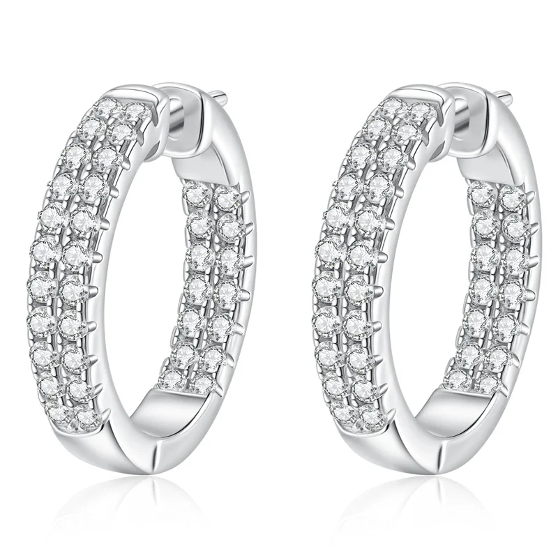 

E347 Lefei Fashion Color D Diamond-set Classic Full Moissanite Circle Earrings For Women s925 Sterling Silver Party Jewelry Gift