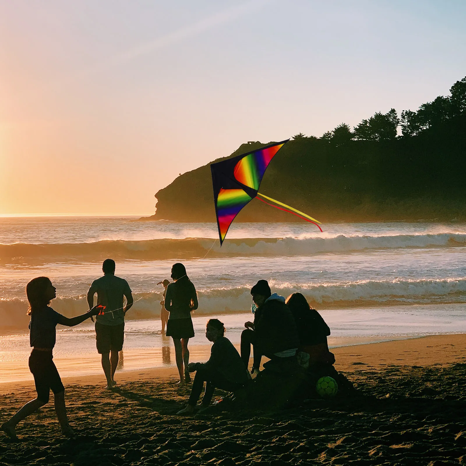 Rainbow Kite Colorful Toy Kids Outdoor Butterflies Long Tail Triangle Shaped for