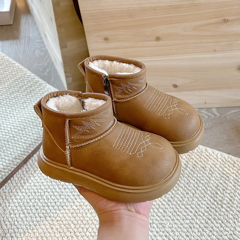 

New Winter Plush Boots for Children Thick Warm Teenager Kid's Cotton Shoes Faux Fur Snow Boots for Boys Girls Casual Cotton Shoe