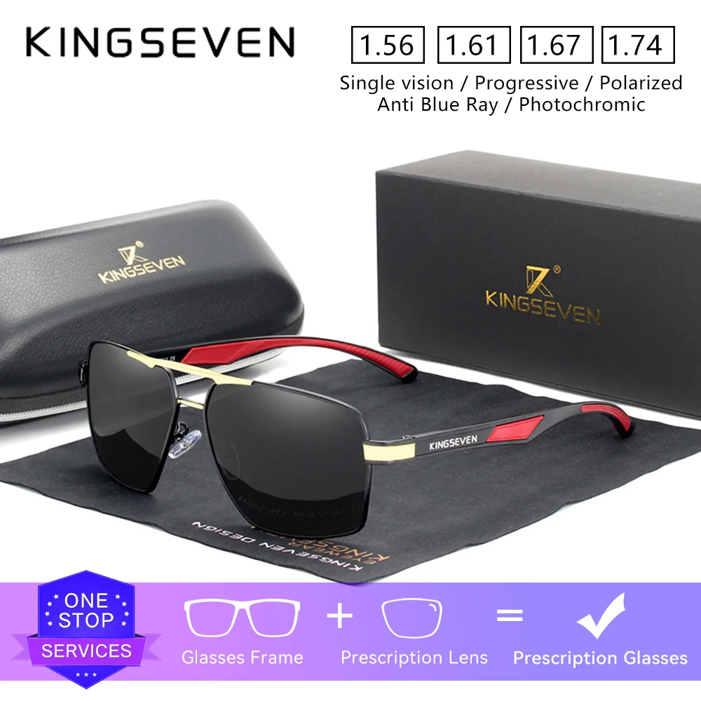 KINGSEVEN Trendy New Retro Men Prescription Sunglasses Myopia Hyperopia Progressive Eyewear Fashion Causal Optical Lens Glasses