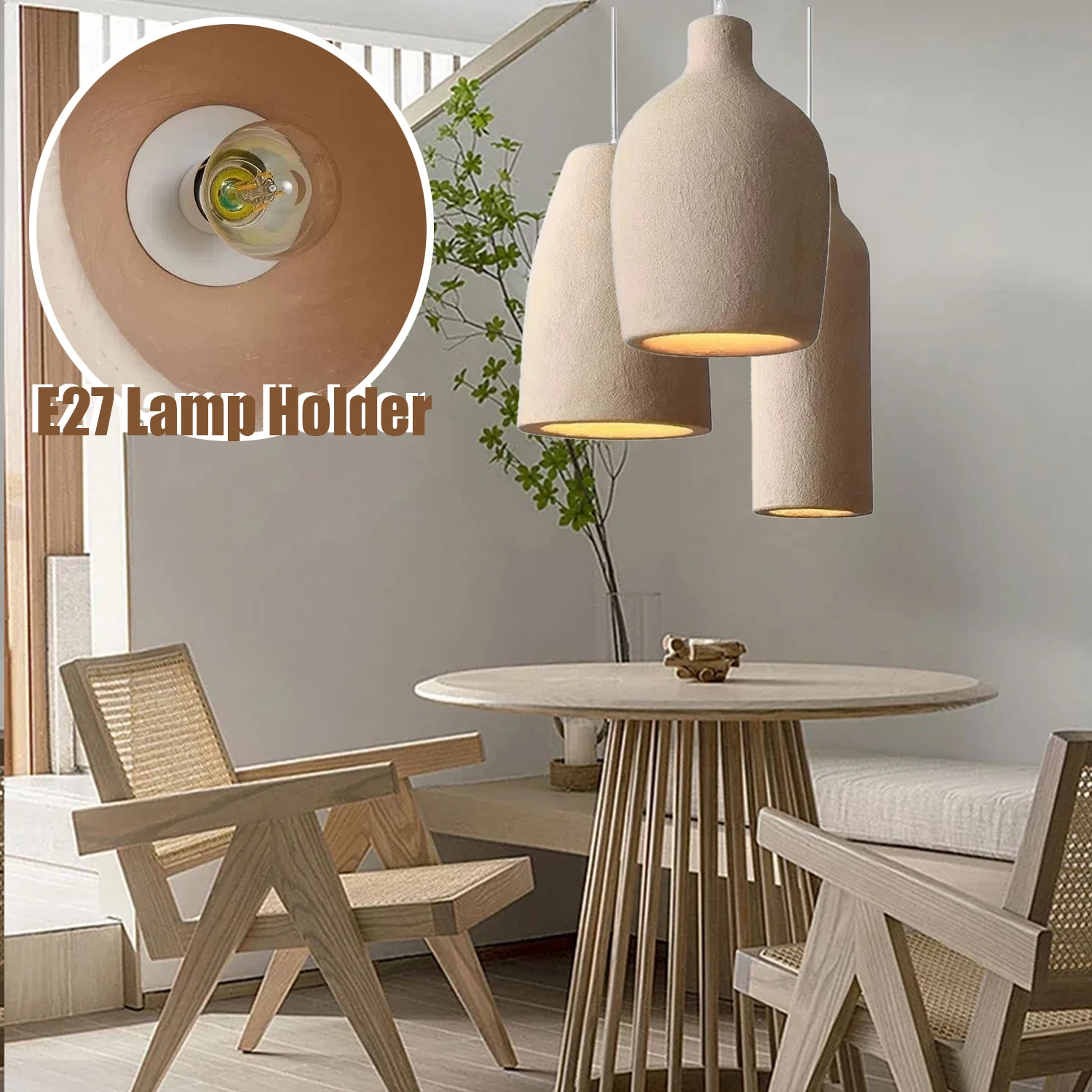 

Japanese Style Wabi Sabi Restaurant Travertine Chandelier Bar Modern Bedroom Bedside Lamp Minimalist Home Decoration LED Lamp