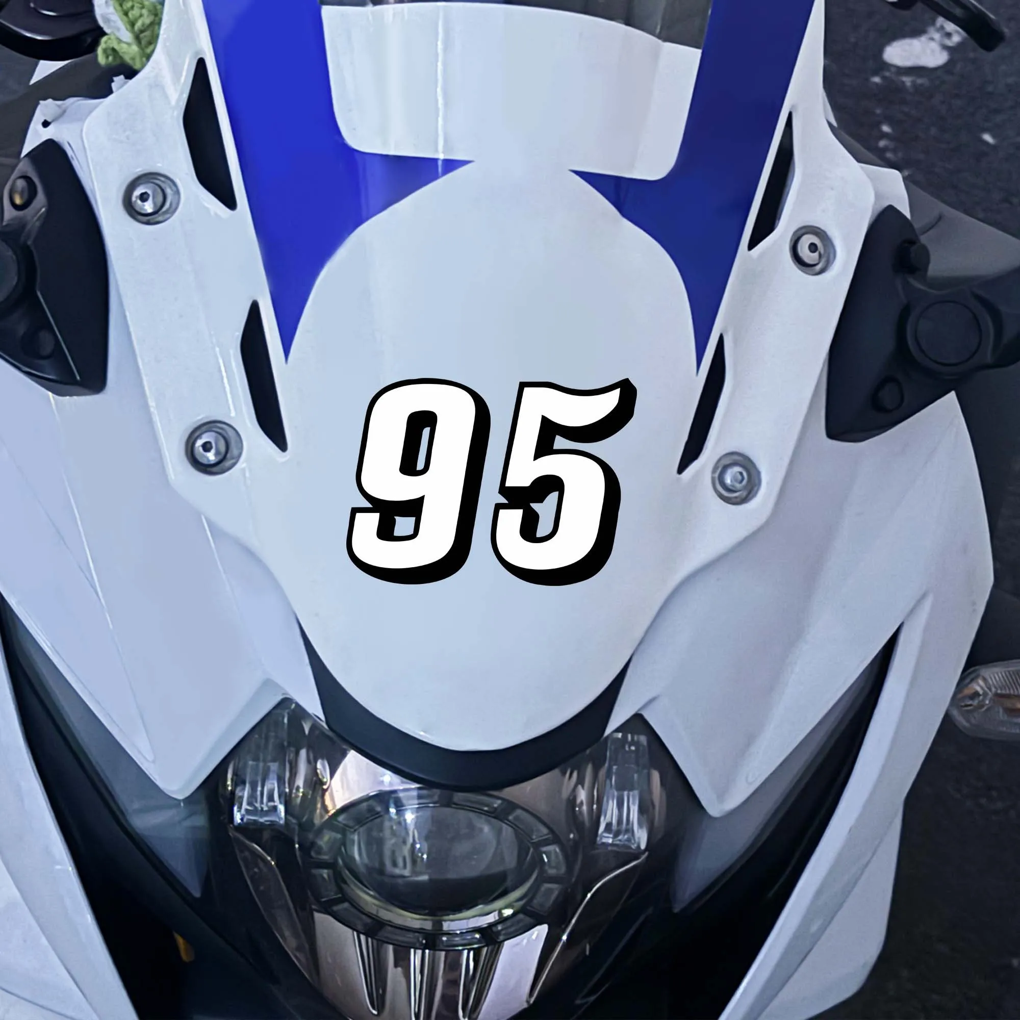 

Black & White Arabic Numerals 1 Large 1 Small (2pcs/1 Sets) Racing Motorcycle Stickers Waterproof Decorative Modified Fuel