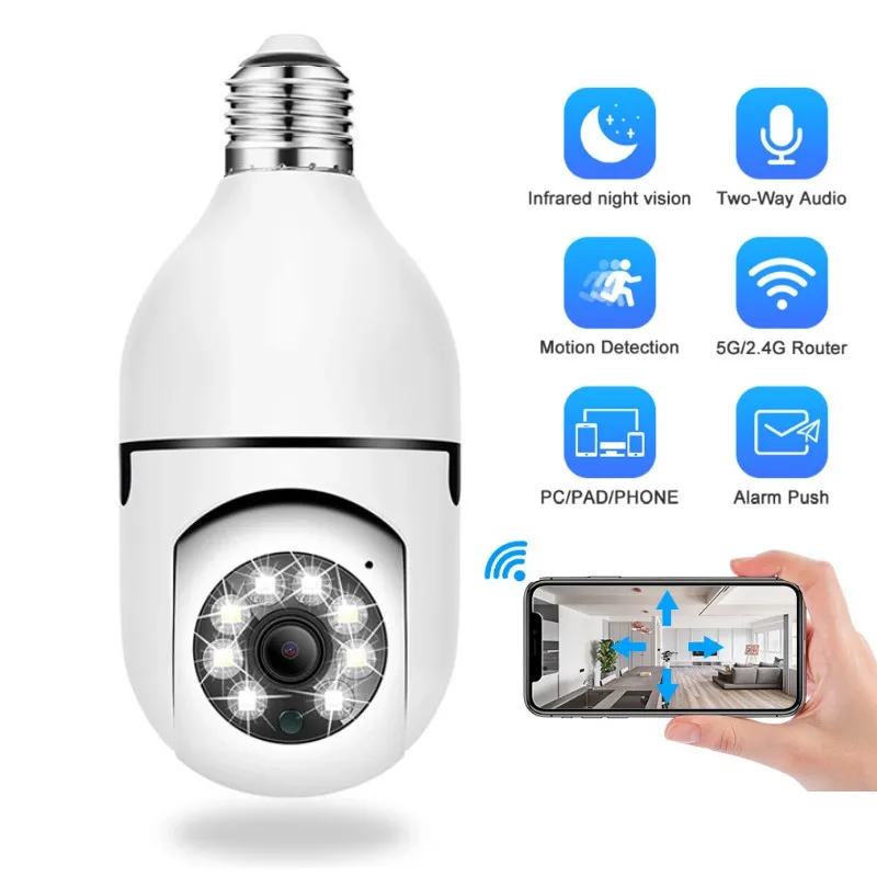 E27 Surveillance Camera Full Color Night Vision Automatic Human Tracking HD Zoom Family Security Monitor Protector Wifi Camera