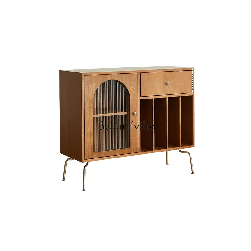 

Retro style solid wood medieval bookcase shelf Japanese Nordic storage locker