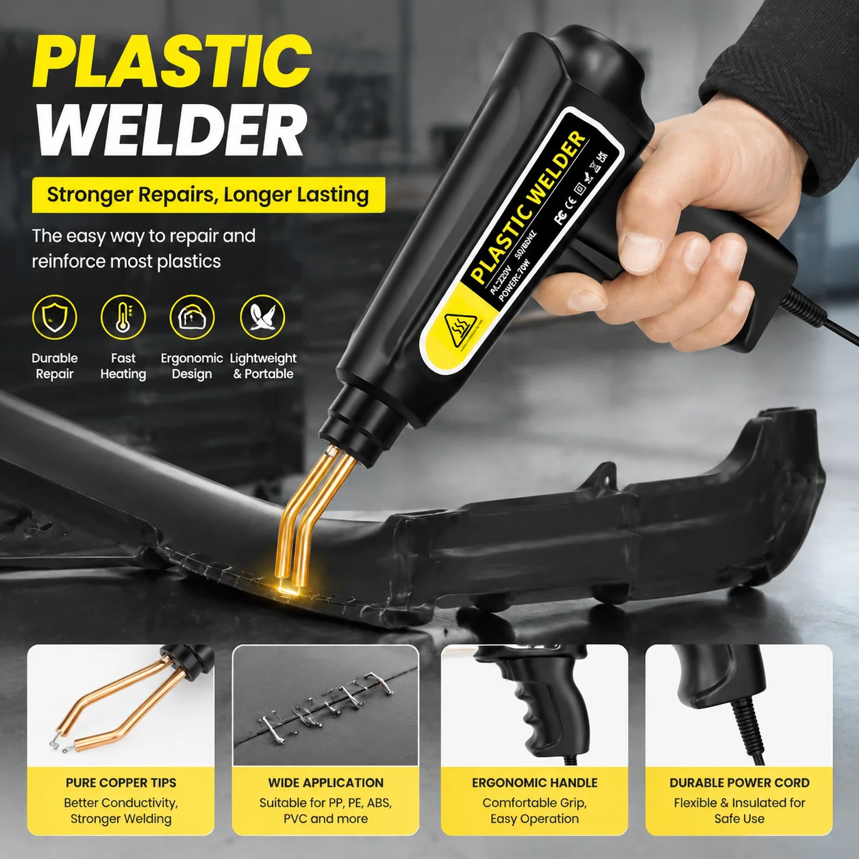 

Plastic Welding Gun Car Bumper Repair Welder Kit Heat Laminator Multi-Function Welder for Automotive Bodywork Fix and Maintenanc
