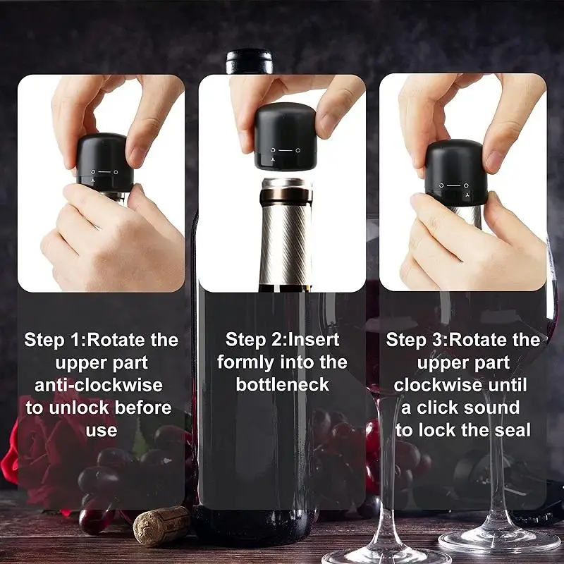 New 4/2/1PC Wine Stopper Reusable Bar Accessories Silicone Sealing Champagne Cork Keep Wine Freshness Bottle Cap Barware Home