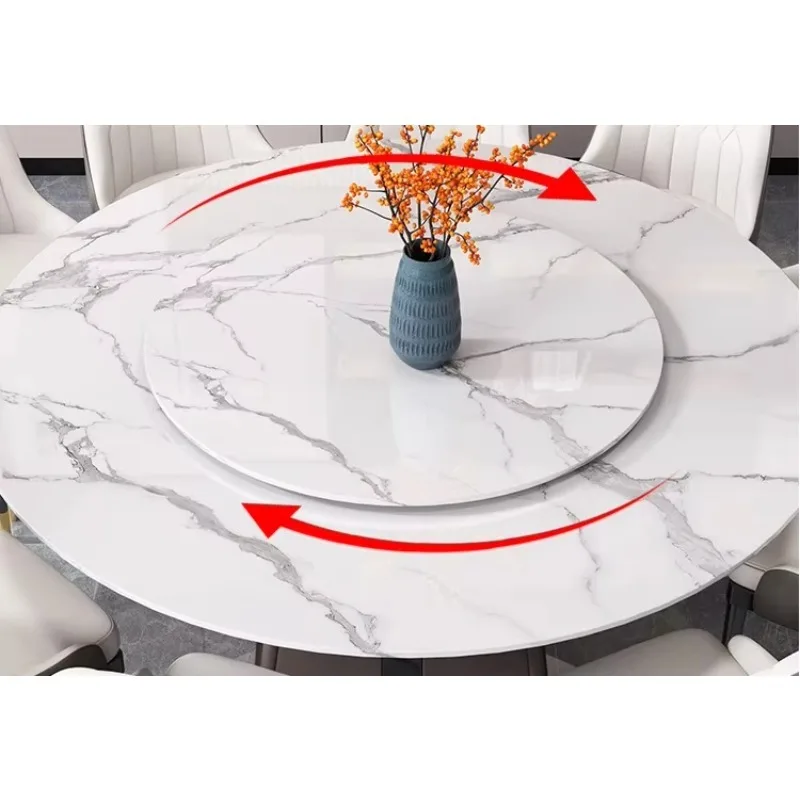 

High End Sintered Stone Modern Round Table With Turntable Dining Room Table Furniture Kitchen Room Set Luxury Dinner Table