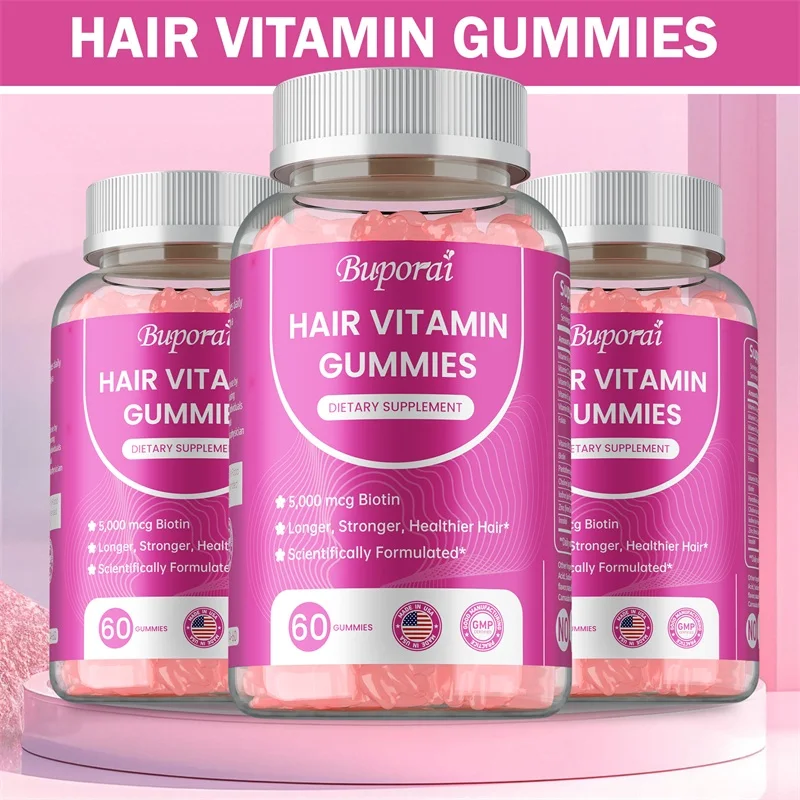 

Hair Vitamin Gummies - Supports Healthy Hair, Skin and Nails, Boosts Immunity, and Improves Digestion and Absorption