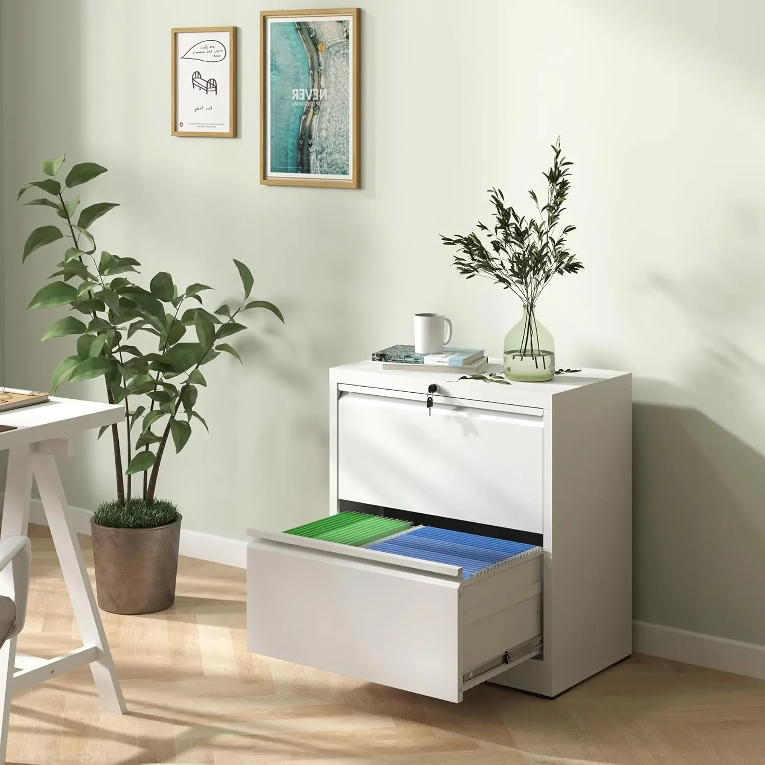 Lateral File Cabinets with 2 Drawer,Metal Lateral Filing Cabinet for Home Office,Wide Steel Storage Cabinet Commercial Drawer fo