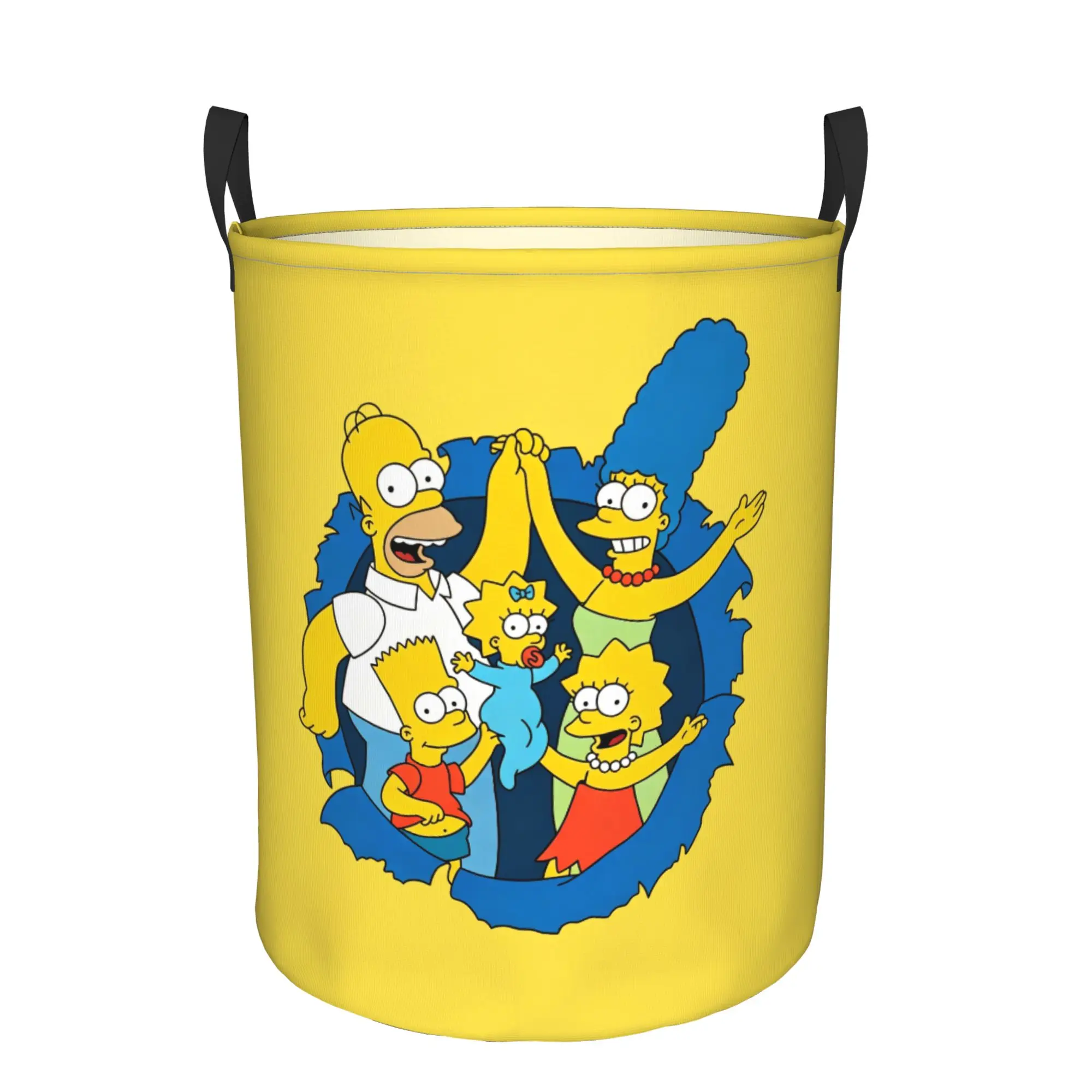 Custom S-Simpsons Laundry Basket Foldable Adult Animation Cartoon Clothes Hamper for Baby Kids Toys Storage Bin