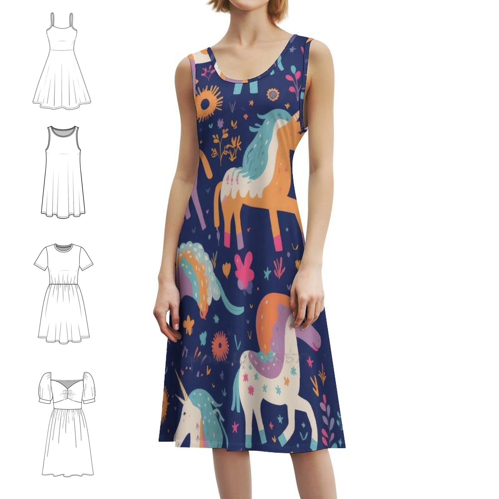 

Причудливый узор единорога # 2. женское уличное платье в стиле хип-хоп с графическим принтом, вечерняя клубная одежда, причудливый единорог, узор единорога