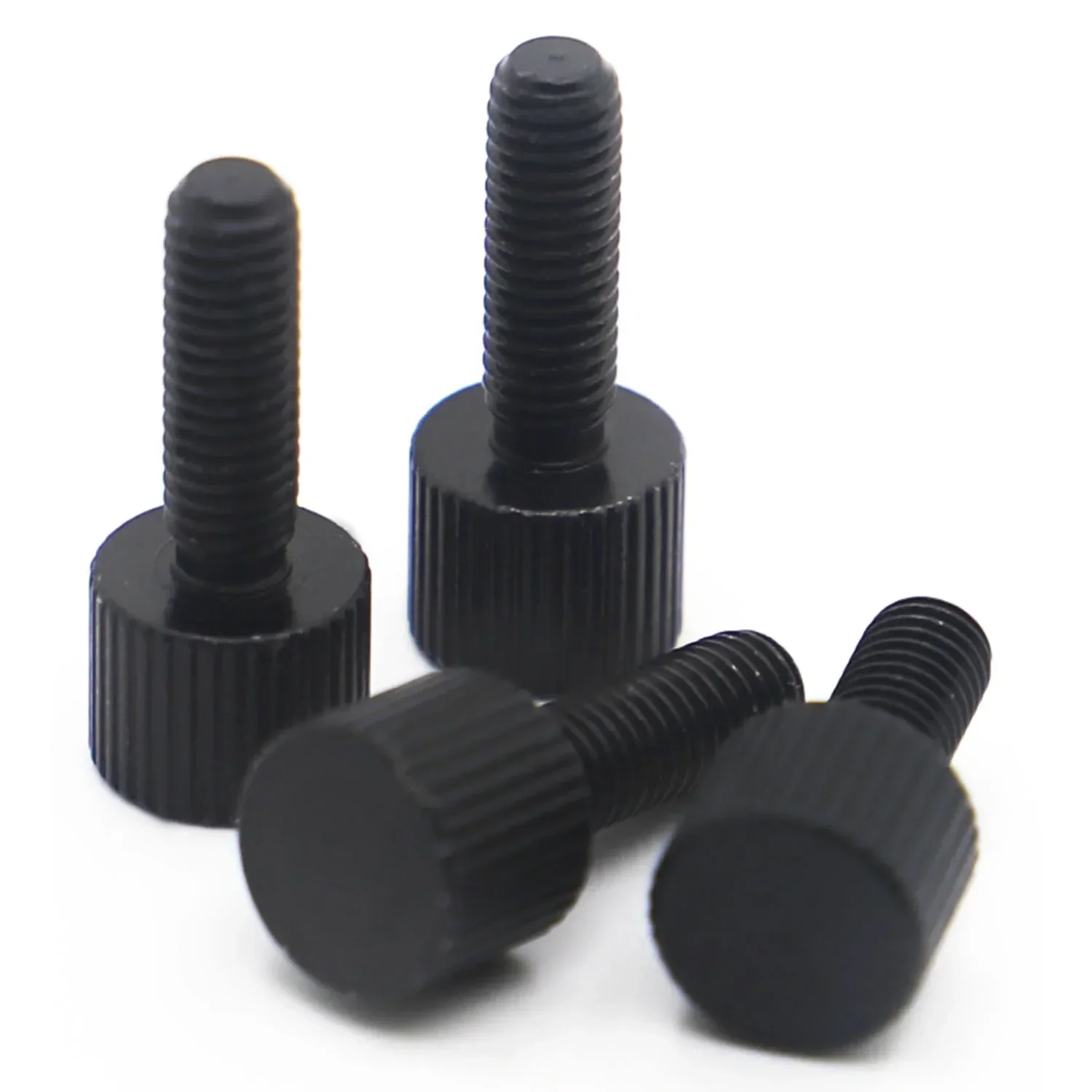 

2-5pcs Black Carbon Steel Thumb Screws M2 M2.5 M3 M4 M5 M6 Flat Round Head Knurled Head Manual Adjustment Screws Thumb Bolts