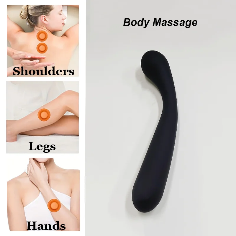 Gezichtsschoonheid Massagestok Zwart Lange ronde kop Massagestok Familiekwaliteit Multifunctionele handmatige stimulator Gemakkelijk mee te nemen