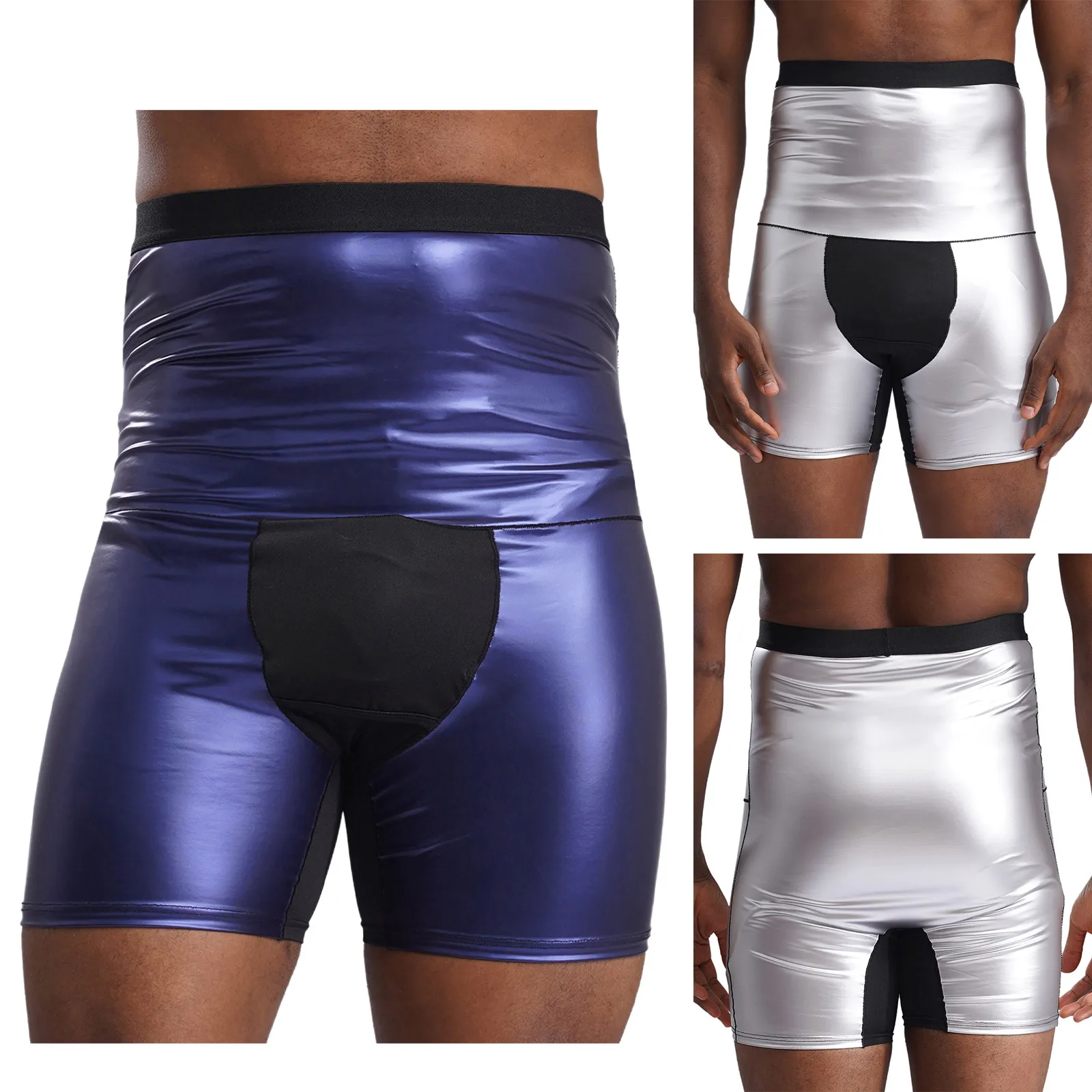 Men High Waist Sauna Short Pants Workout Compression Sweat Shorts Running Shorts Tummy Control Shapewear Shorts