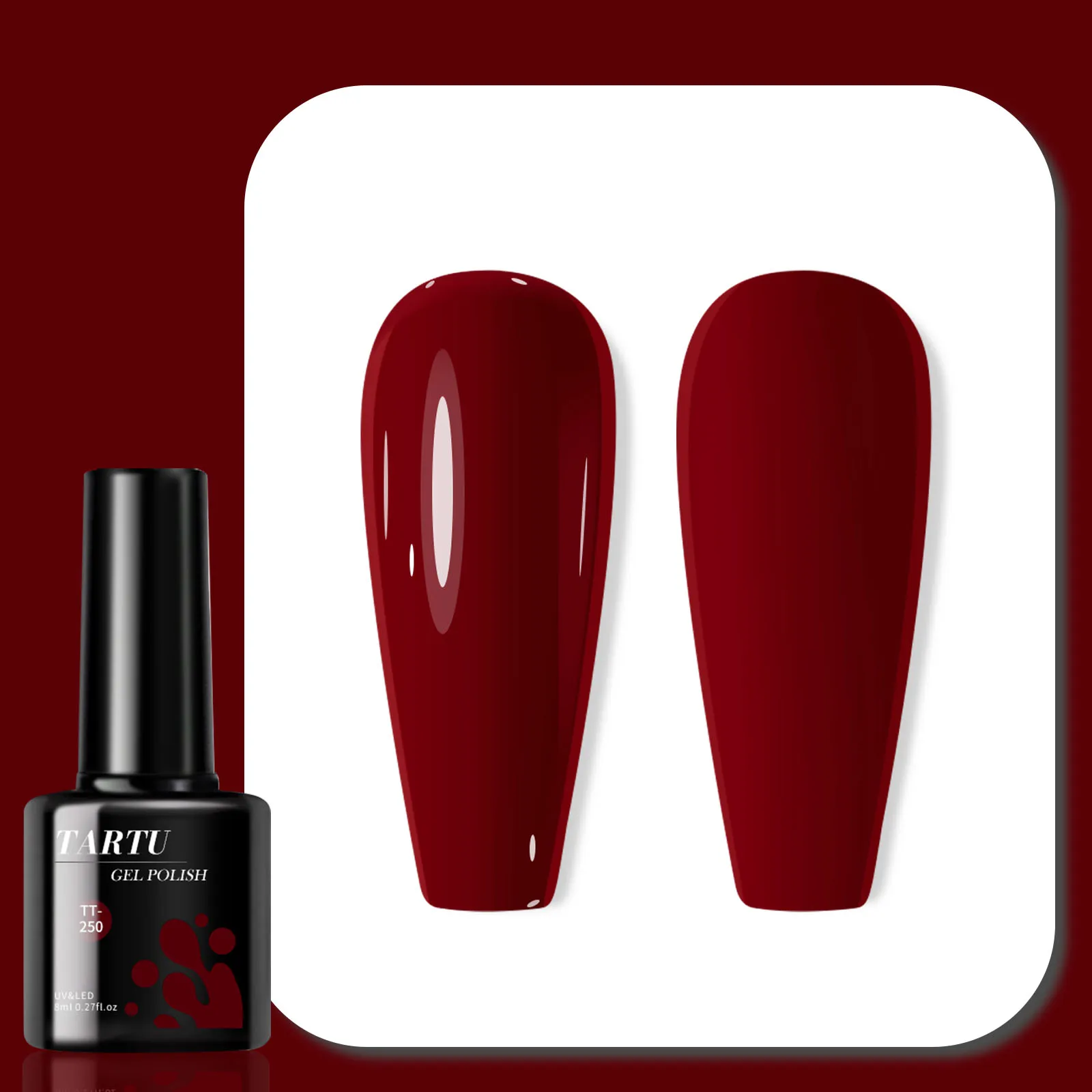 TARTU Vernis à ongles gel rouge bordeaux 8 ml, semi-permanent, adapté au manucure à domicile, cadeaux DIY pour filles