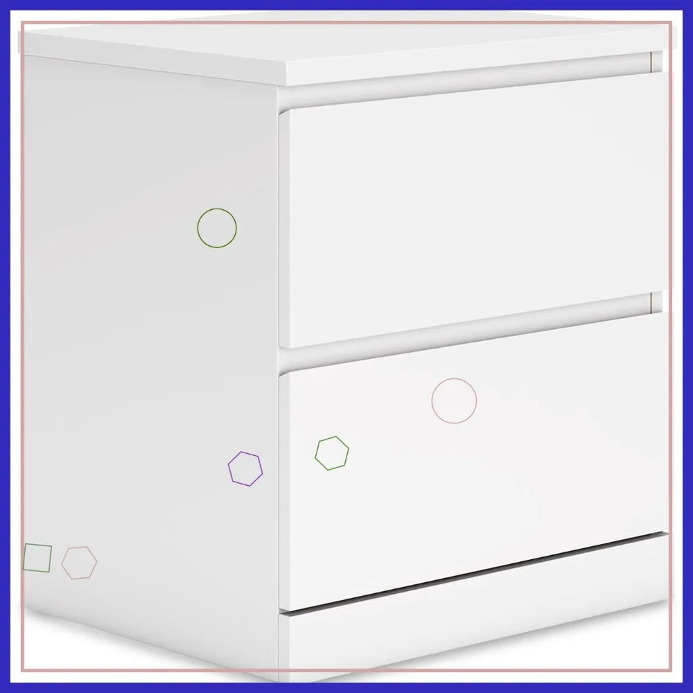 

Modern White Nightstand with 2 Drawers, Compact Bedside Table for Bedroom, Engineered Wood, 19.6"W x 15.4"D x 21.6"H
