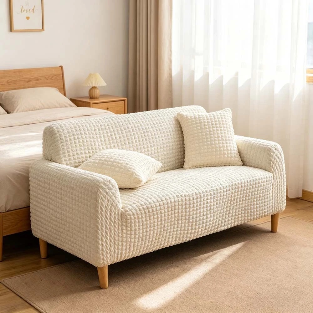 Luxury Bubble Gauze Sofa Cover All-Season Stretch Dustproof Slipcovers for 1-4 Seater Couch Furniture Protector for Home Decor