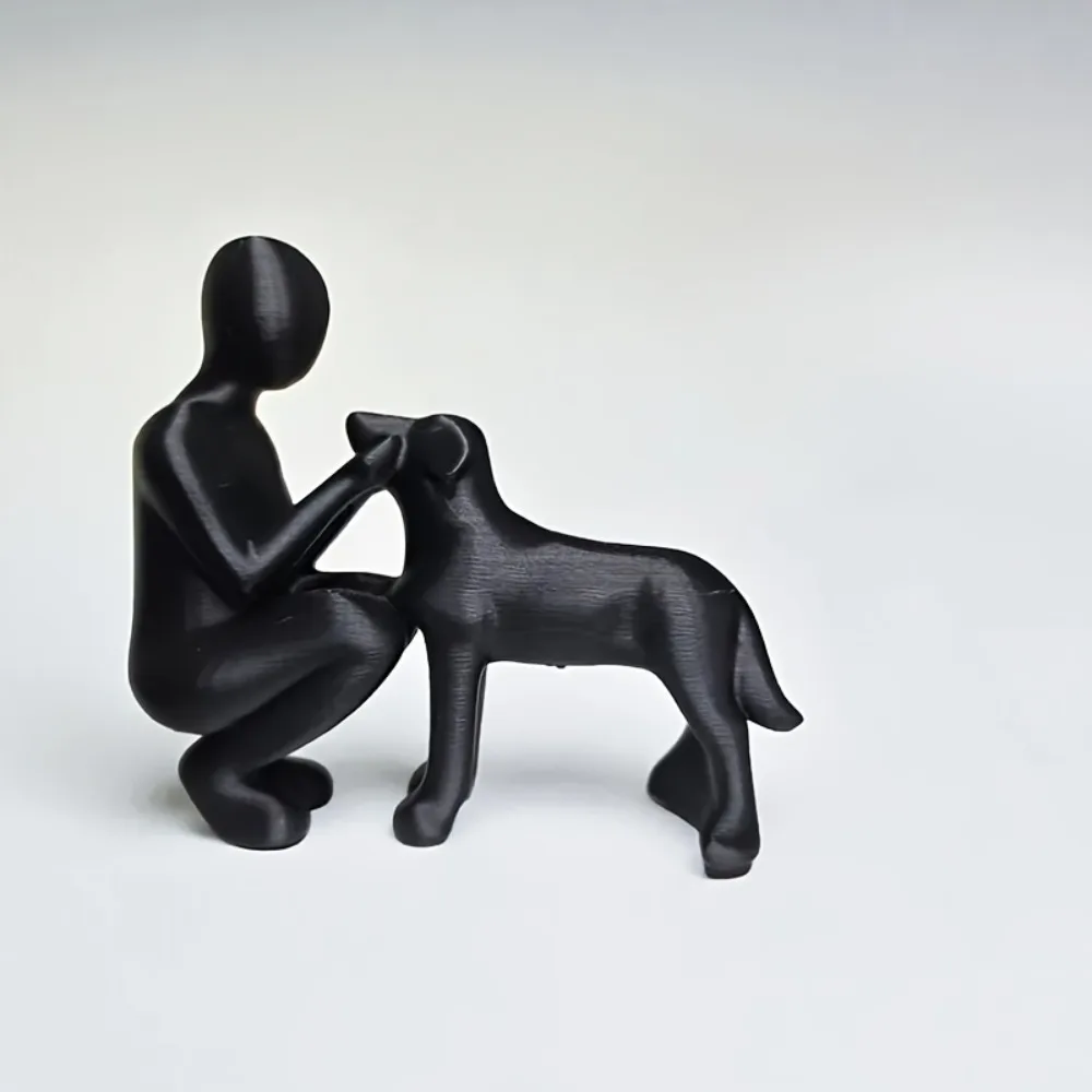 Statue of Friendship Between Humans and Dogs, Heartwarming Pet Enthusiast Gift, Small Dog and Owner Home Decoration Ornaments