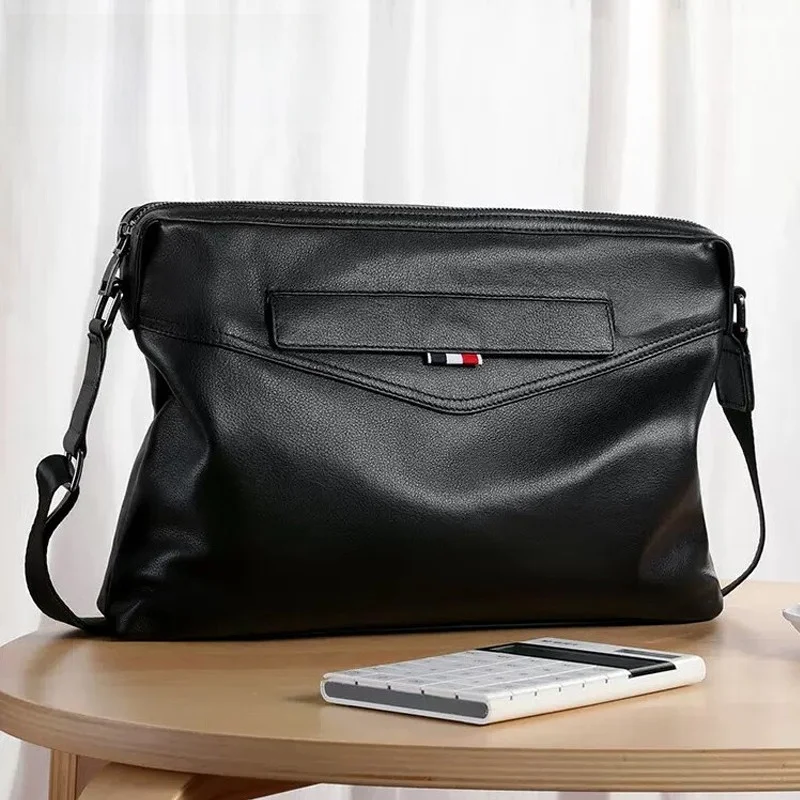 

Larento Men's oulder Bag Top Layer Cowhide Leather Casual Busin Faion Bapa Large Size Crossbody Bag for Youth