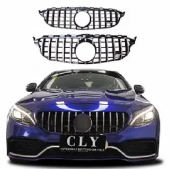 CLY automotive parts front Car Grill For Mercedes-Benz 2015-2018 W205 C CLASS Facelift C63S AMG GTR Silver Black Grille