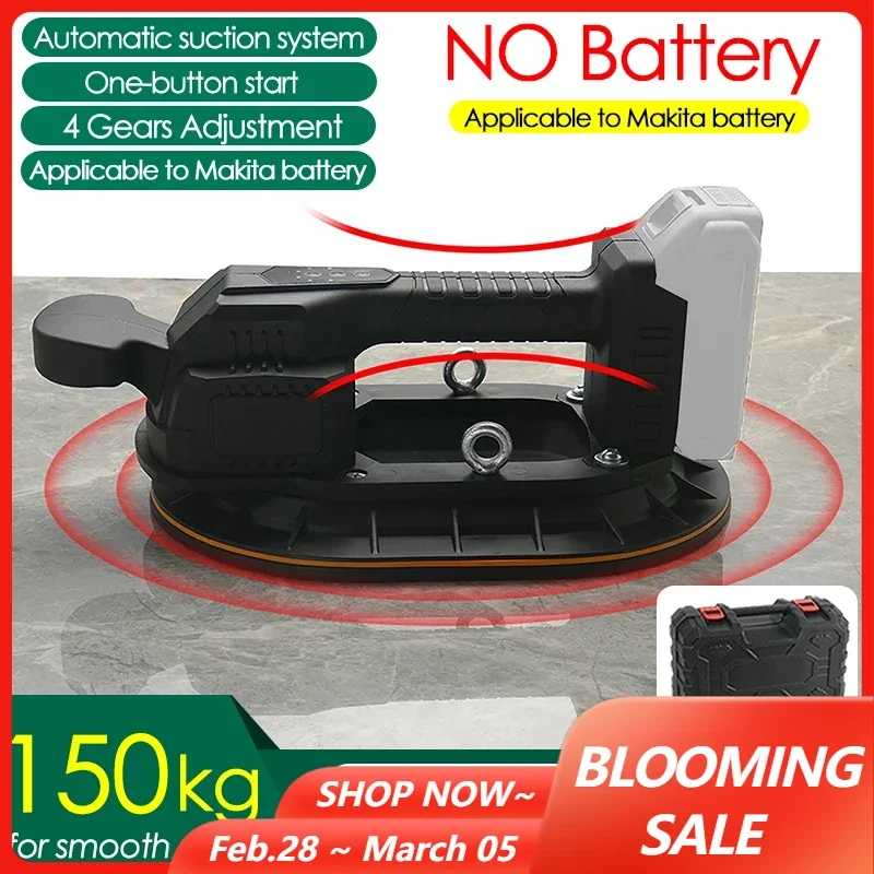 150 kg Belastung, 4 Gänge, verstellbarer großer elektrischer Vakuum-Saugnapf für Glaskeramikfliesen, Granitheber, anwendbar auf Makita