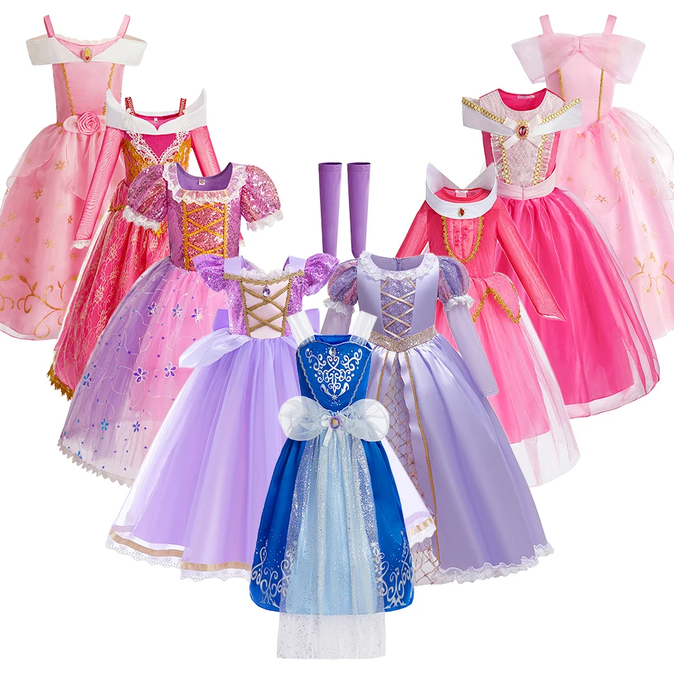 

Детские костюмы на Хэллоуин: Наряды для косплея Авроры, Зимние платья Белоснежки, Осенние платья принцессы Золушки, Платья Рапунцель для девочек