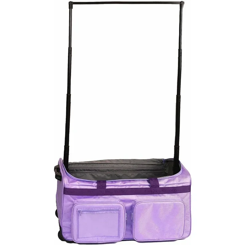 Foldable Dance Bag with Costume Rack Rolling Duffel for Performance Gear Wheeled Trolley Case for Dancers Clothes Storage