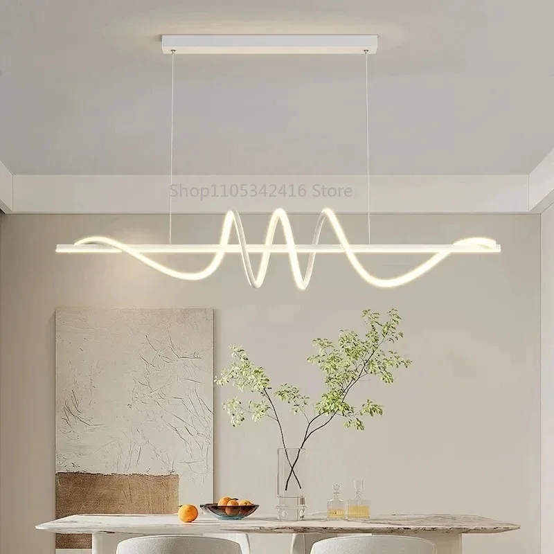Lustre LED Suspendu Linéaire Minimaliste Moderne pour Salle à Manger Salon Bar Décoration Intérieure