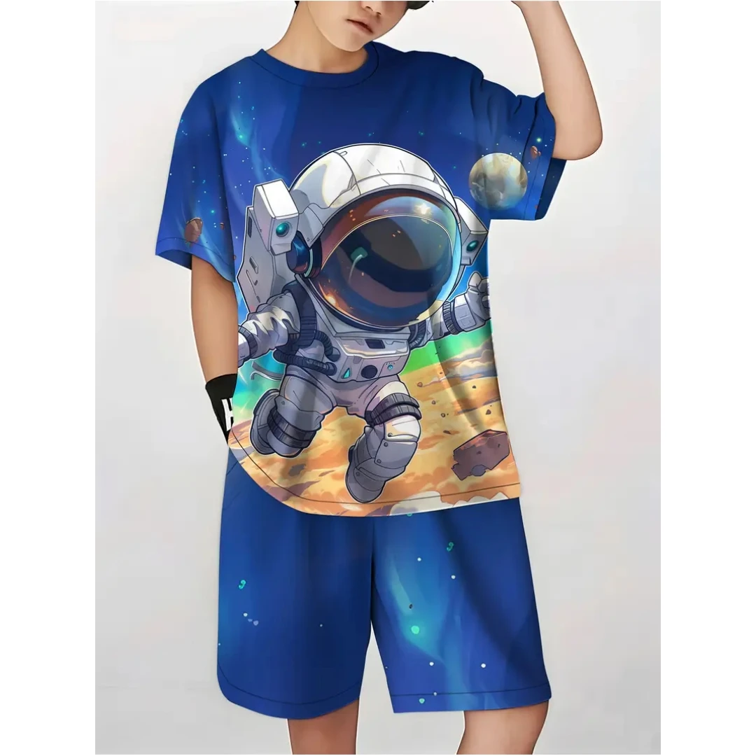 

New Astronaut Toddler Boy Outfits Short Sleeve Tops Summer Child Set O-Neck Boys Clothing Kids Clothes Fashion Boys Outfit Sets