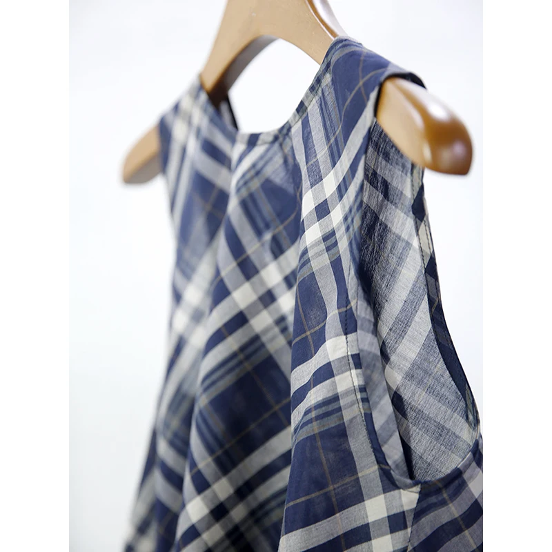 Gilet Ne Svel a Quadri Retrò da Donna, Vestibilità Slim, Versatile, Stratificato, Novità Primavera-Estate in Misto Cotone