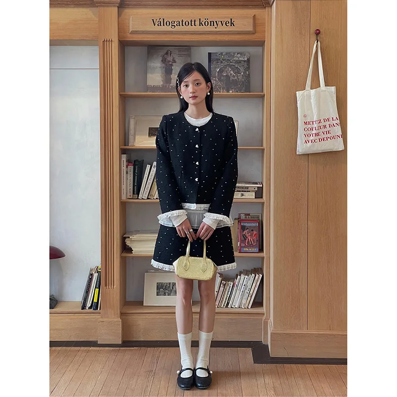 

Guangzhou Ge Ming Clothing Paris Theatre Retro Polka Dot Ele Ladylike Jaet Women's Bodycon Skirt Set Casual Sports...