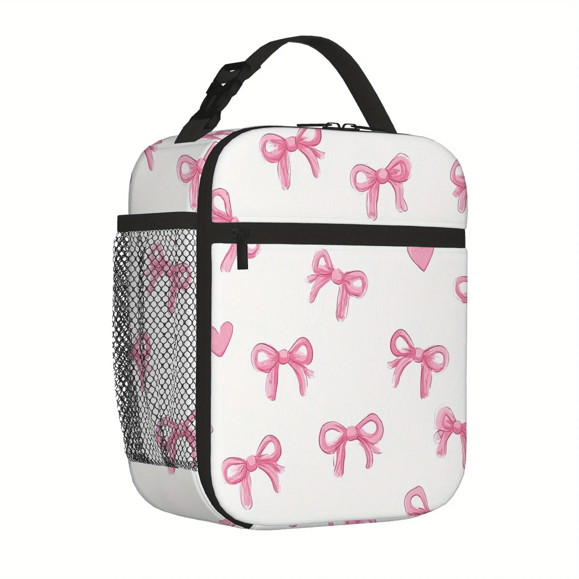 1pc,  Bow and Heart Pattern Printed Thermal Bag, Insulated Bag, Not for Food Contact, Suitable for Home, Restaurant, Office, Uni