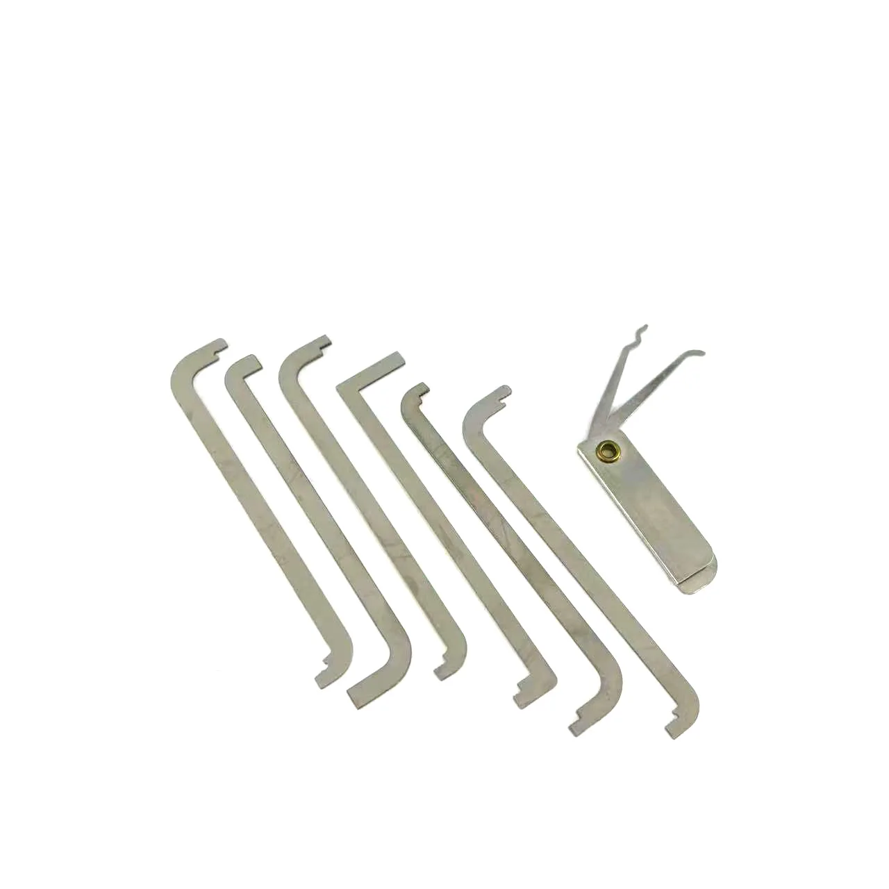 

НОВИНКА! 2 шт. мини-портативный складной крючок для отмычки с 6 шт. инструментами для натяжного ключа, портативный слесарный инструмент для начинающих