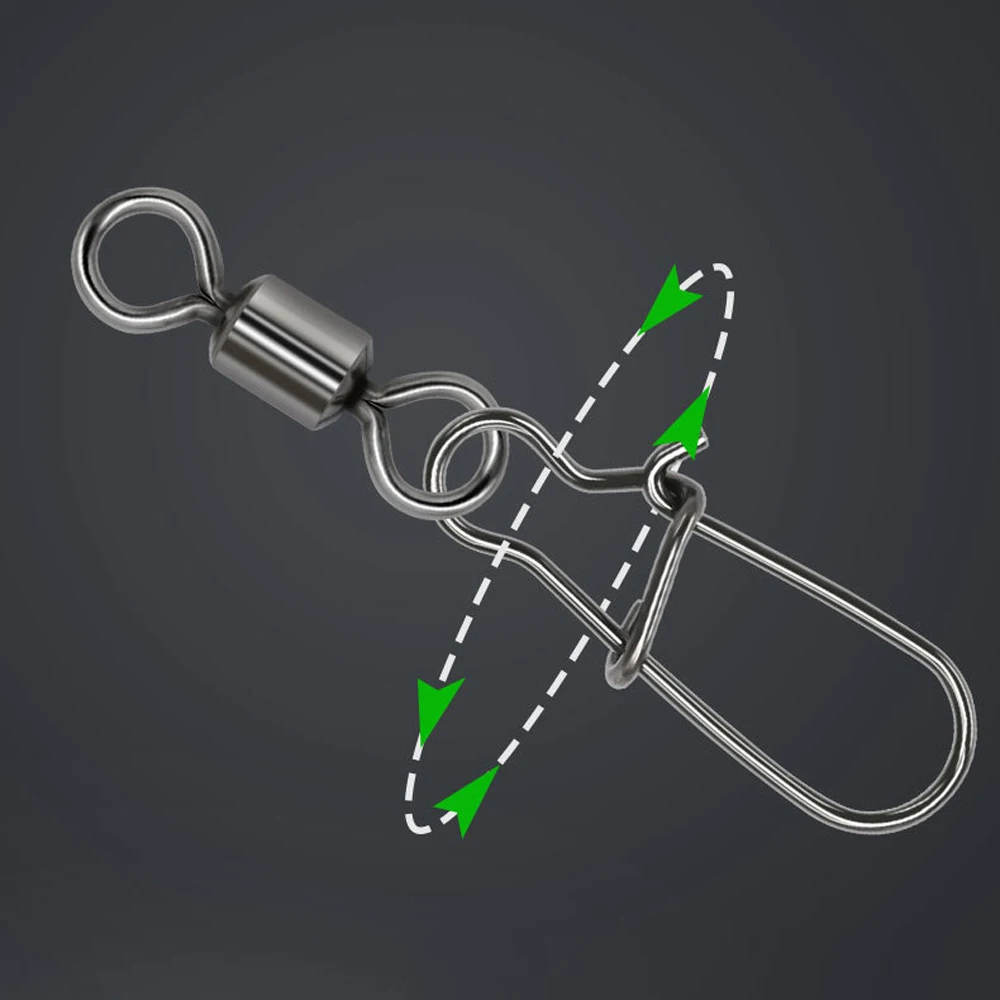 DNDYUJU 2/0 #-12 # الفولاذ المقاوم للصدأ الصيد موصل دبوس تحمل المتداول قطب المفاجئة ل إغراء هوك الصيد معالجة اكسسوارات أدوات