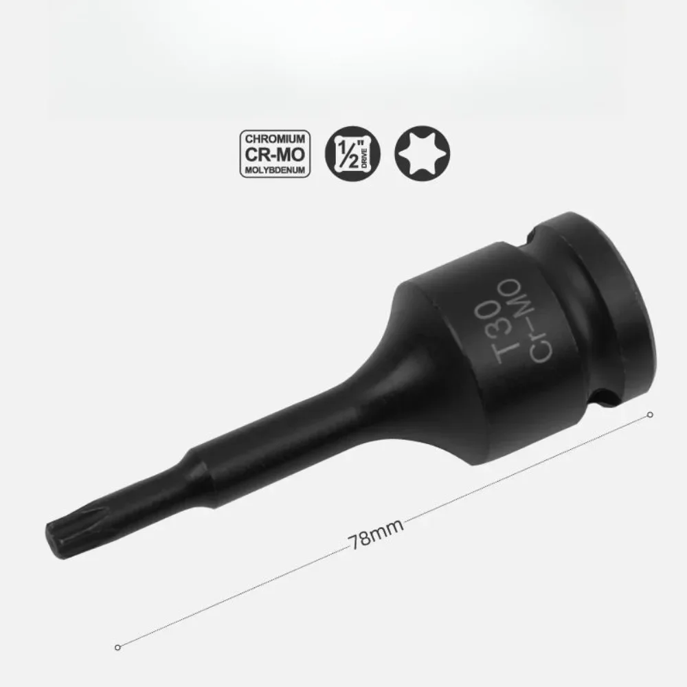 1/2 Zoll Torx-Bit-Schlagschrauber-Steckschlüsselsatz, 78mm Schlagschrauber-Sternbit-Steckschlüsselsatz T20 T25 T30 T40 T45 T47 T50 T55 T60 T70, Cr-Mo Stahl – Detail 5