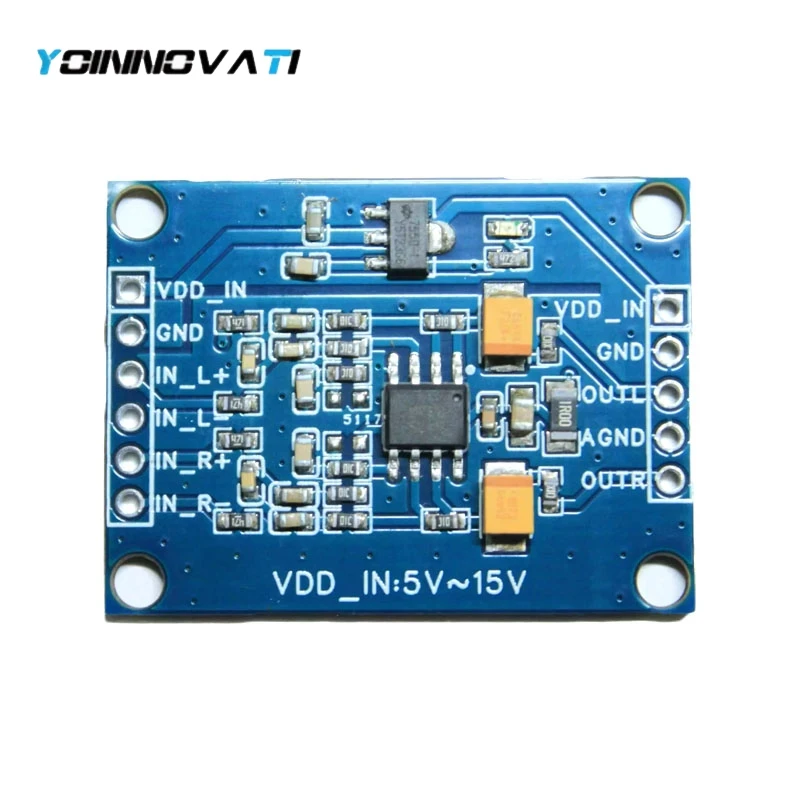 Differential Analog Audio to Single-Ended Output Module, Balanced to Unbalanced Stereo Converter Board, 5V-15V DC for DIY Audio