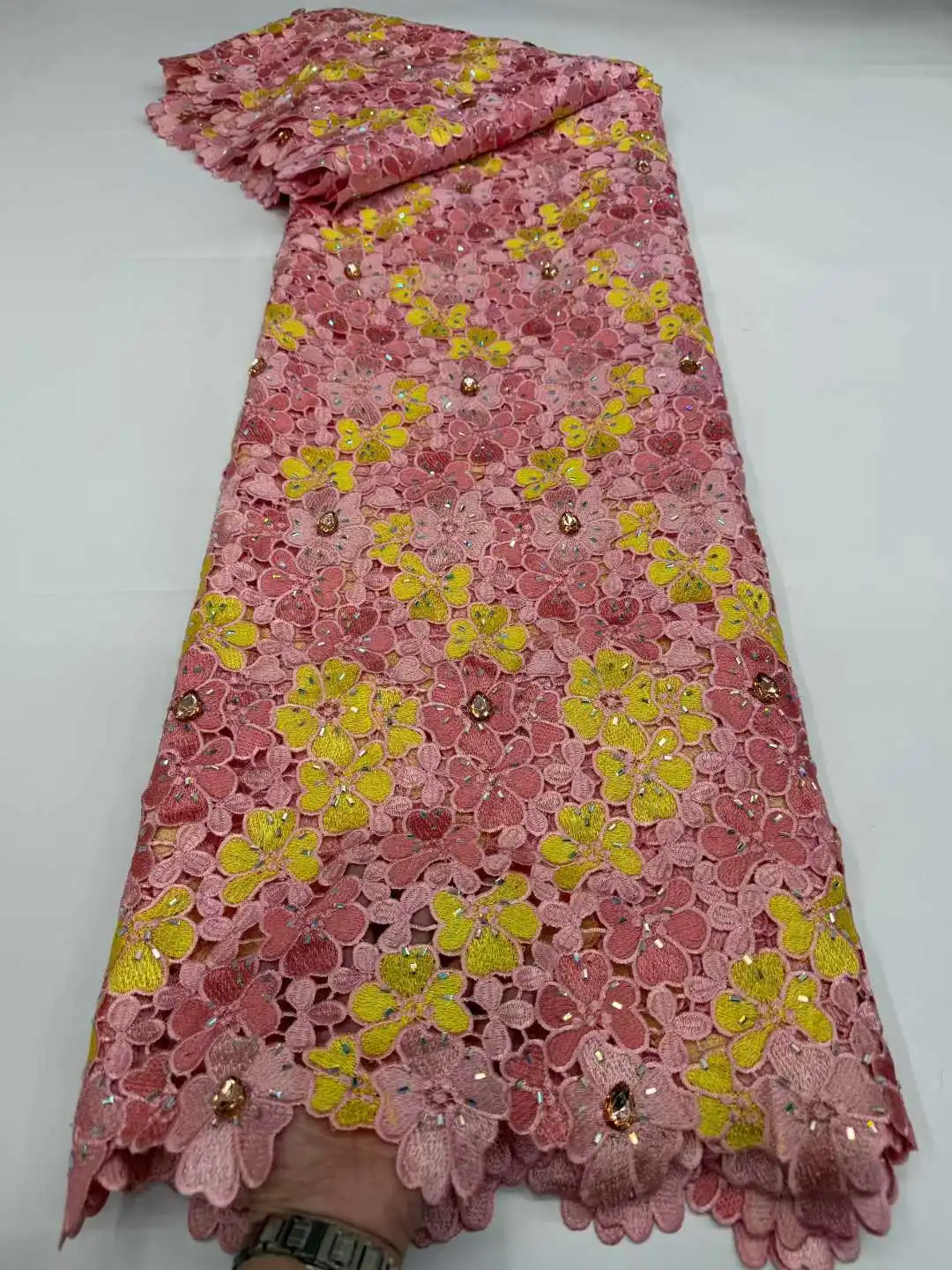 

Светло-зеленая африканская кружевная ткань, тюль с вышивкой, блестками и бисером, французская тюлевая сетка для свадьбы