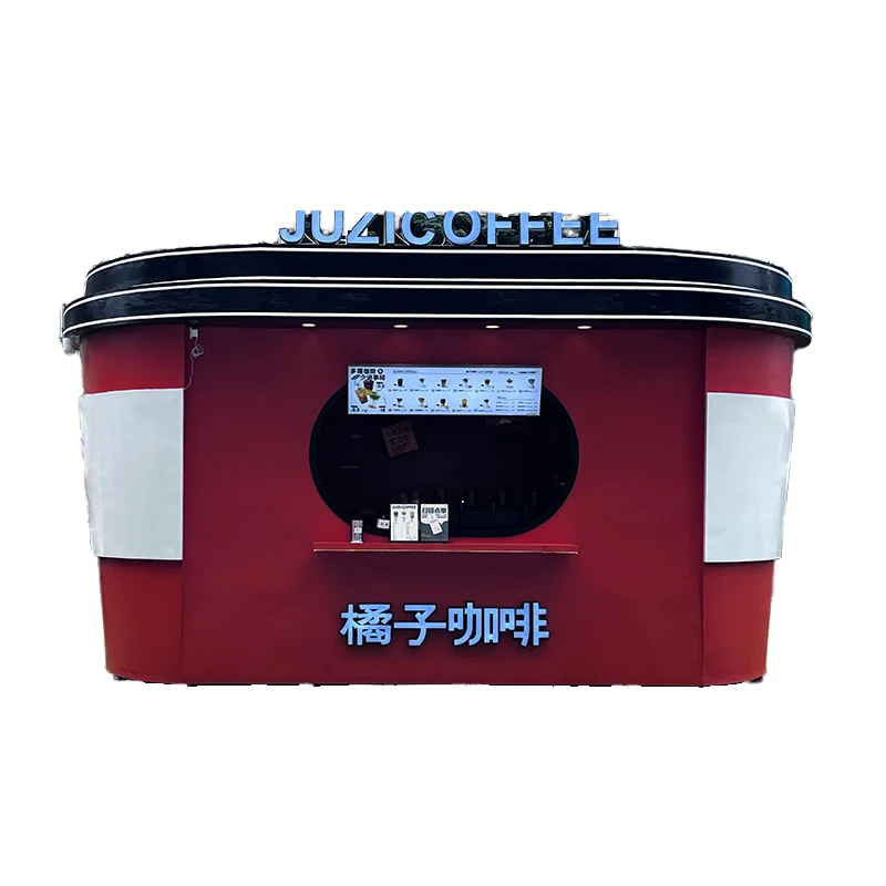 شاحنة الوجبات الخفيفة العملاقة على شكل كوب شاي الحليب، مقهى متنقل مقاوم للطقس مع نوافذ تقديم مزدوجة ولوحة قائمة