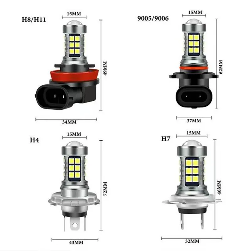 

Car LED Fog Lights Headlight Bulbs Canbus H4 H7 H8 H11 9005 HB3 9006 HB4 12V 6000K 8W 1200LM 3030/27pills Auto Fog HeadLamp Bulb