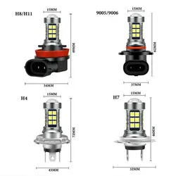 Car LED Fog Lights Headlight Bulbs Canbus H4 H7 H8 H11 9005 HB3 9006 HB4 12V 6000K 8W 1200LM 3030/27pills Auto Fog HeadLamp Bulb
