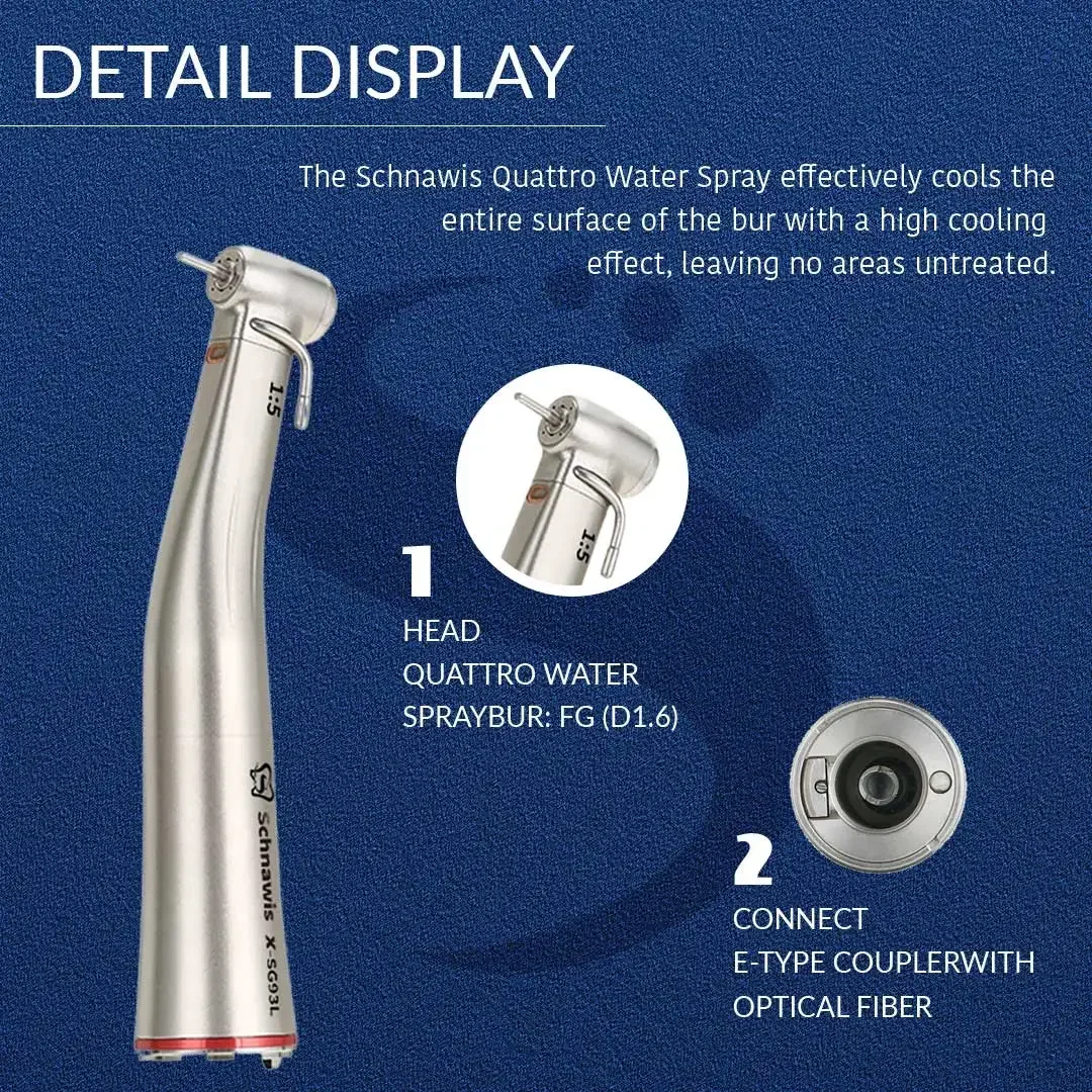 Schnawis الأسنان 1:5 زيادة سرعة قبضة كونترا زاوية الألياف البصرية قبضة مع الري الخارجي زراعة المياه SG93L