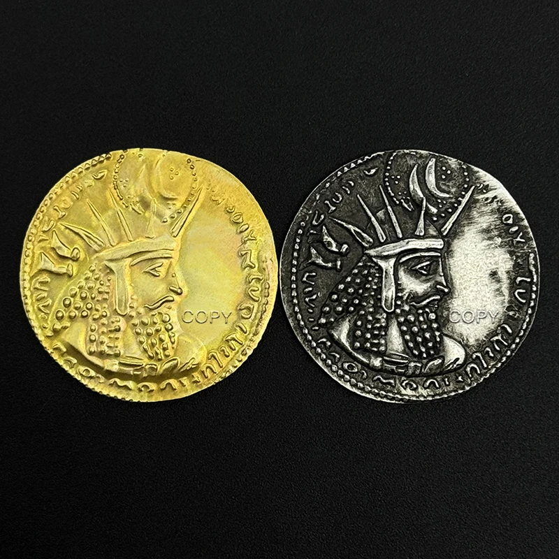 Império persa reiahram i ouro/prata réplica moeda grega pingente jóias decoração para casa medalha presente dos colecionadores