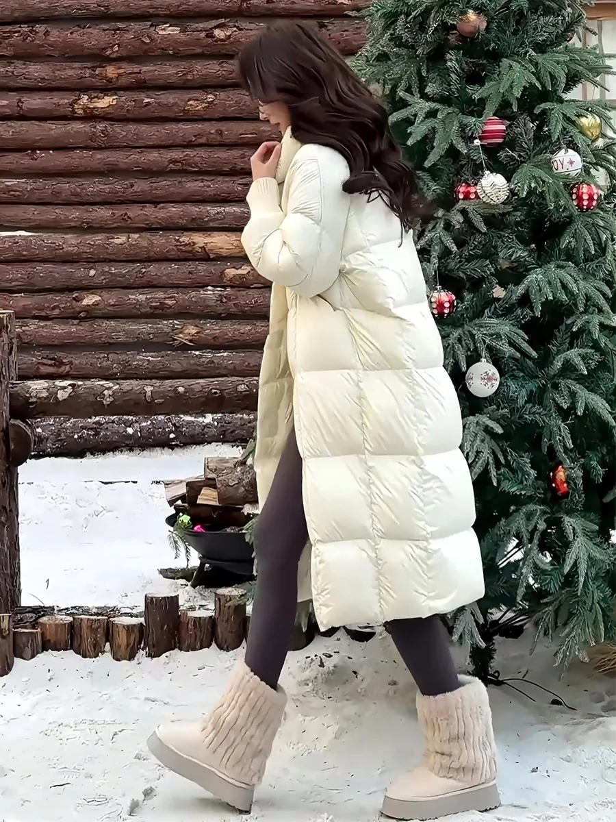 Invierno Thiened blanco Du down Jaet mujer abrigo con cuello Faionable cálido viajero Sle longitud media otro cuello