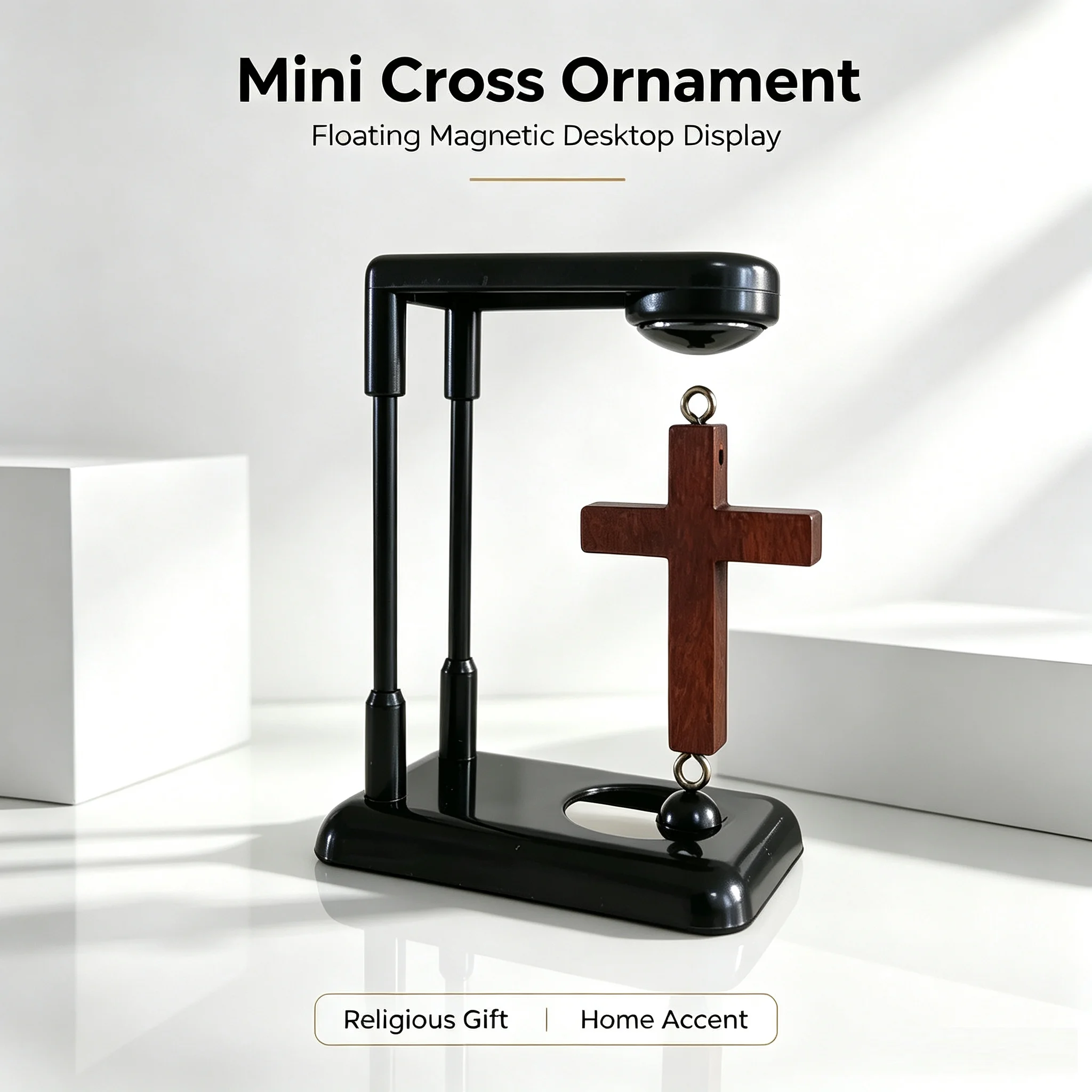 1 Set of Mini Floating Crosses, Creative Ornaments, No Electricity Needed, Desktop Fantasy Geometric Decoration, Solid Wood Crosses, Home Office Decorations, Gifts