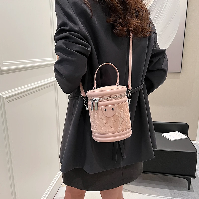 Sac à main en cuir PU en forme de tonneau pour femme, petit sac à main, sac à bandoulière de luxe, poignée courte, mode initiée, E27