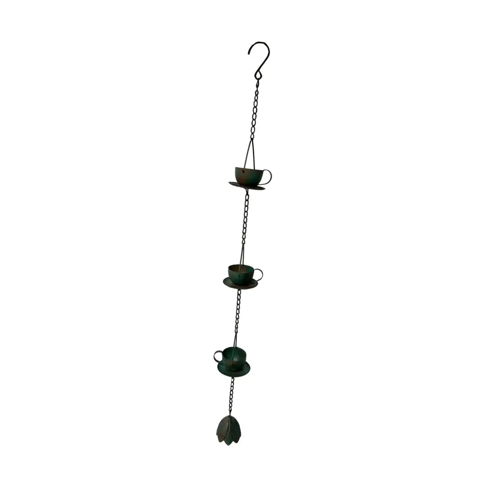 Hanging Iron Rain Chain Decorative Rainwater Downspout for Garden Gazebo Roof Shed Creative Coffee Cup Design